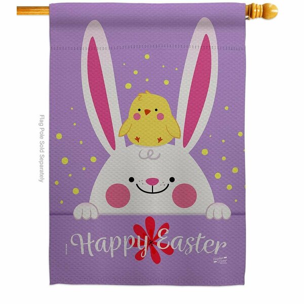 Patio Trasero Bunny Chick Springtime Easter Double-Sided Garden Decorative House Flag, Multi Color PA3905123